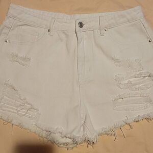 Shein High Waisted Distressed Shorts L